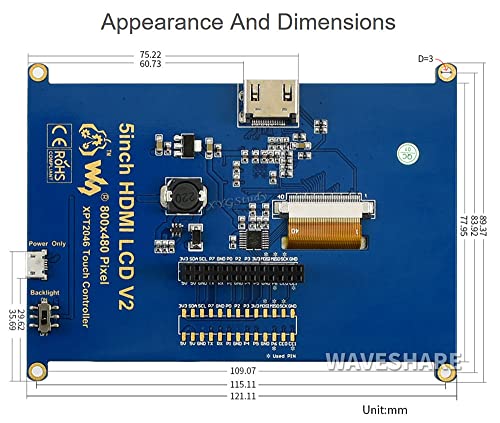 5 inch 800*480 Resistive Touch Screen HDMI interface Raspbian LCD compatible with Raspberry Pi (Pi 2) Model B B+ A+ Video Photo Display System... - Image 6