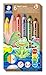 Produktbild STAEDTLER 3in1 Buntstift Noris junior (Bunt-, Wachsmal- und Aquarellstift, extra bruchsicher, ideal für Kinder, für viele Oberflächen, Kartonetui mit 6 Farben inkl. Spitzer), 140 C6