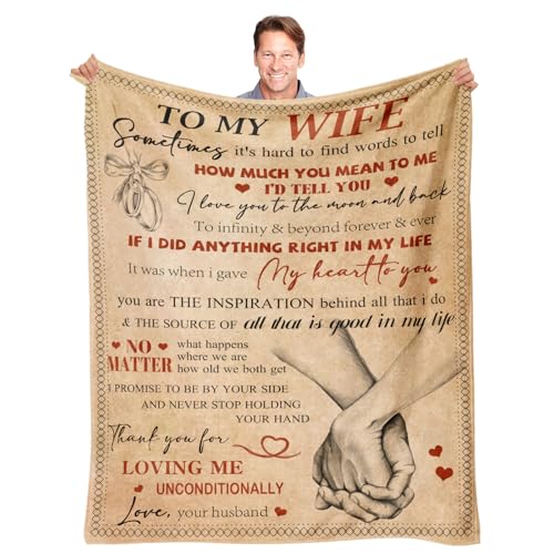 YPURTSD Wife Birthday Gifts from Husband Ideas - Happy Wedding Anniversary Romantic Gifts for Women - I Love You Gift for Her - Mothers Day Birthday Presents for Her - to My Wife Blanket 50'x60'