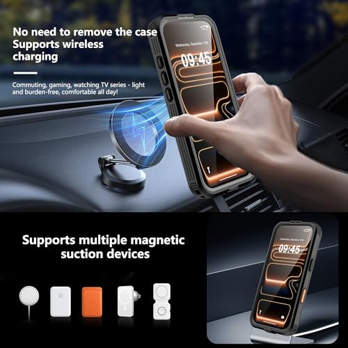 GOLDJU Magnetic for iPhone 17 Pro Case, Waterproof, Black - image 4