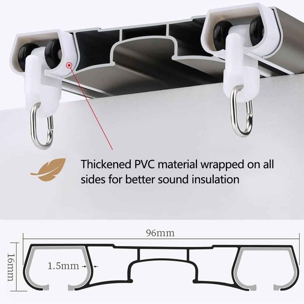 Rail De Rideau Double Rail De Plafond En Aluminium Pour Rideaux Kit De Rail De Rideau Coulissant Muet Rideau Rail Pour Le Salon Chambre À Coucher Plafond Suspendu(Blanc,420cm)