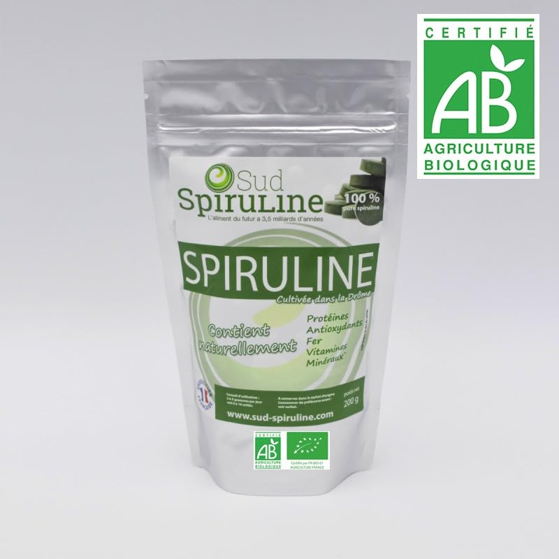 Spiruline Bio en Comprimés - Production Française - Sachet Refermable (200g)