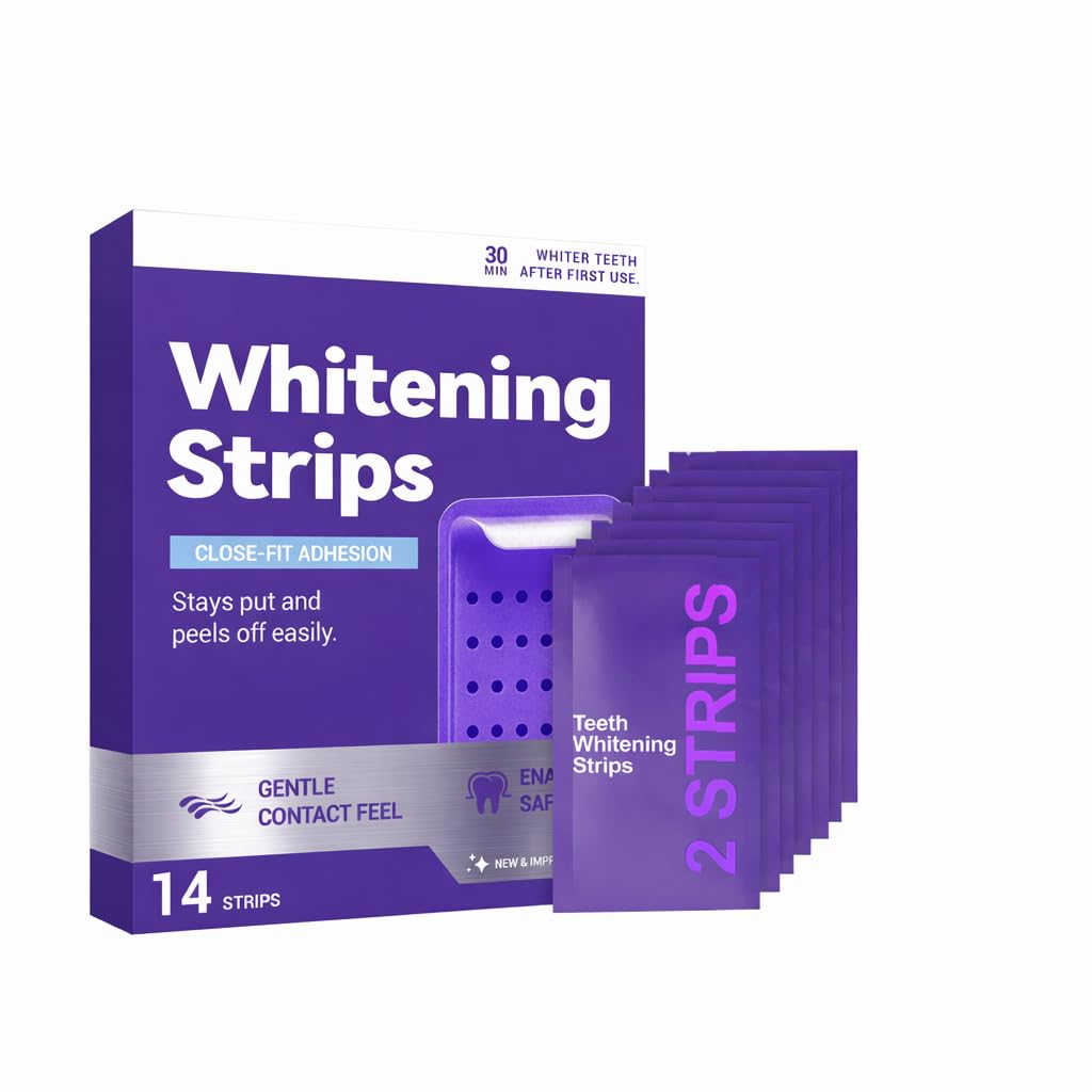 2026 New Purple Teeth Whitening Strips, Skin Tone Correcting Purple Teeth Whitening Strips, Remove Yellow Stains, Enamel Safe for Sensitive Teeth, 30-Minute Treatment, 1 Box - 14 Strips (1 box)