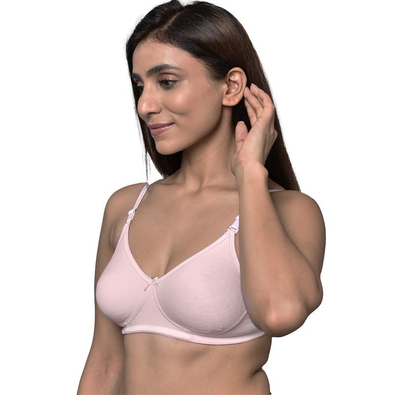 Image of Inner Sense Bra for Woman Made with Organic Cotton and Bamboo I Demi Cups Backless Bra for Woman with Removable Straps and Transparent Back I Non Padded Wire-Free Innerwear