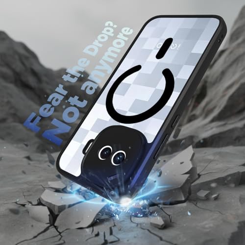 Image of RIGGEAR Shockproof Sleek Hybrid Armor Magnetic Back Cover Case Compatible with MagSafe Accessories for iQOO 15R 5G (Clear PC + Black TPU Bumper)
