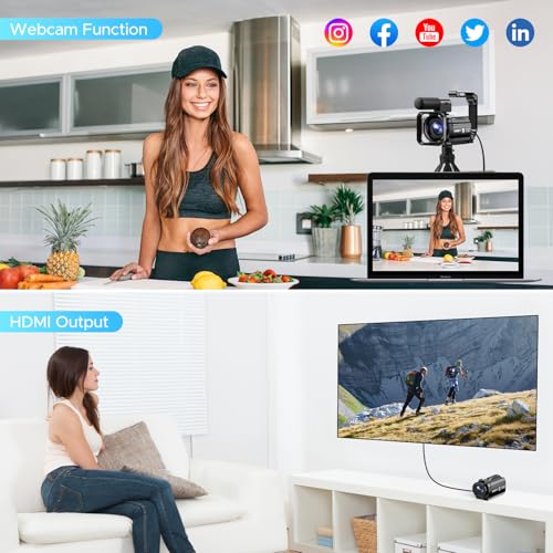 5K Camcorder Video Camera, 56MP Dual Lens Wifi Ir Night Vision Youtube Vlogging Camera,16X Digital Zoom Touch Screen Cam Corder, Camcorder 5K With 64GB Sd Card, 2 Batteries, Tripod, Remote Control - 6