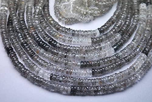 Quartz tourmaline noir perles rondelles lisses 5-6mm de qualité rare