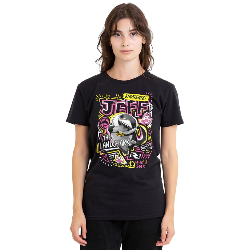Marvel Rivals Jeff The Landshark Marker Pen Trend Ladies T Shirt, Black, Medium