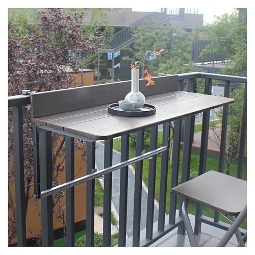 �o���R�j�[�肷��p�݂艺���e�[�u���A Adjustable Aluminum Folding Balcony Railing Table 60-100x37cm(60x37cm(24x15in))