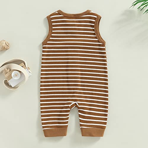 Liomengzi Western Baby Boy Girl Summer Clothes Outfit Short Sleeve Cow Print Romper Onesie Clothes One Piece Bodysuit Shorts (Brown Stripe, 0-3 Months) #TOP2
