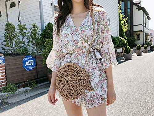 Image of Teeya Straw Crossbody Bag Women Weave Shoulder Bag Round Summer Beach Purse and Handbags