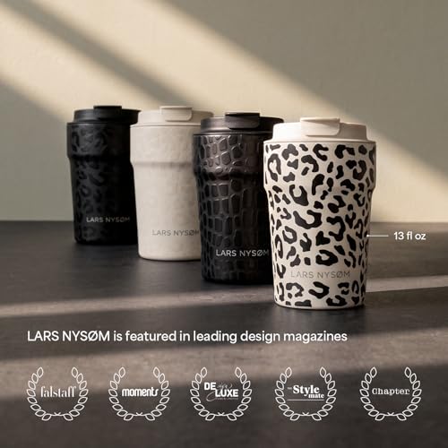 Image of LARS NYSOM Thermo Coffee Mug to go 17oz | Travel Mug 0.5 Liter with Insulation | Silicone grip base | Leak Proof Stainless Steel Tumbler for Coffee and Tea on the Go (Beige, 17oz)