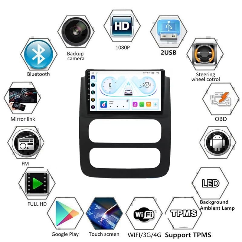 Pantalla Táctil con Android Auto Inalámbrico para Dodge RAM 1500 4