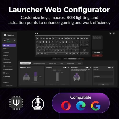 Image of Keychron Q3 HE Wireless Custom Gaming Keyboard, 80% TKL Rapid Trigger, 2.4 GHz /Bluetooth /Wired, QMK Aluminum RGB Gateron Double-Rail Magnetic Switch PBT Keycaps for Mac Windows Linux, Purple