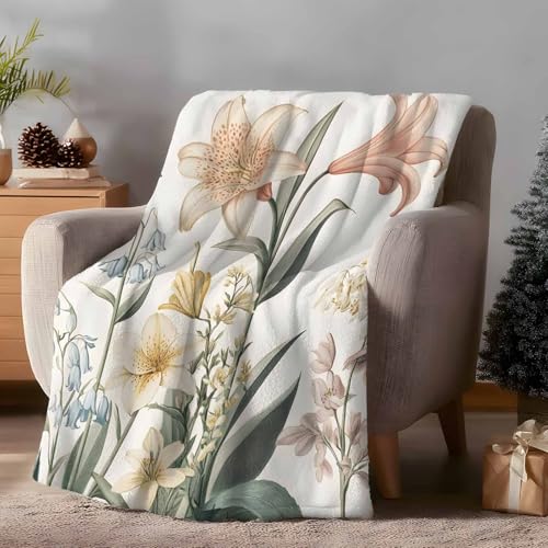 Vintage Spring Floral Throw Blanket for Couch Gifts for Women