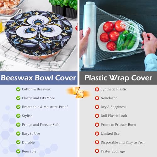 5Pcs Reusable Beeswax Elastic Bowl Covers for Bread Proofing and Food Cover - image 7