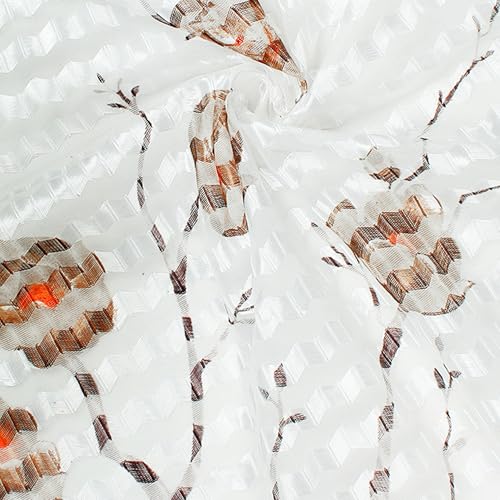 Image of Sheer Window Curtains Transparent Curtains for Window 5 Feet Curtains for Home |Floral| Brown |Polyester, Pack of 10