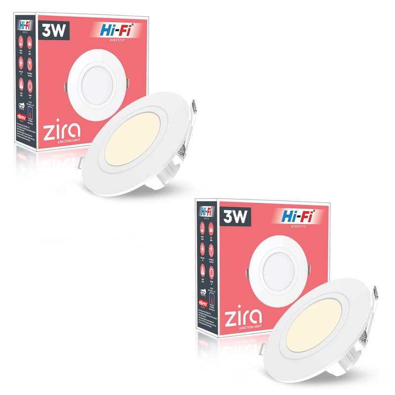 Image of elleys' ZIRA 3W LED Down Light (Warm White Light) Round Recessed Ceiling LED Light | Cut Out- 45 mm | BIS Certified & 4KV Surge Protection pop Lights for Ceiling (3W, Pack of 2)