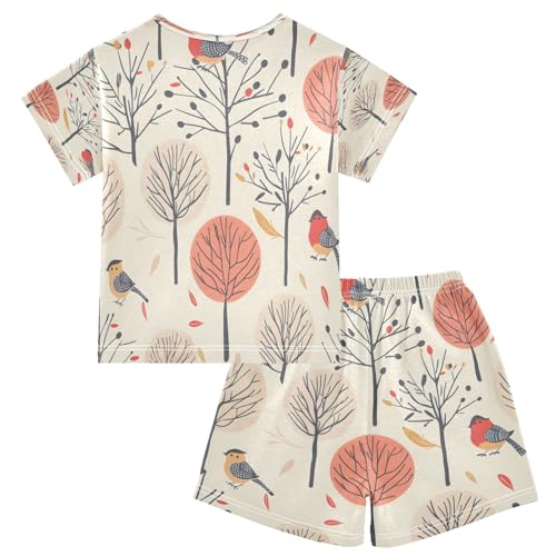 senya Short Sleeve Pajamas Sets Summer Cotton Sleepwear Tree Line and Birds2