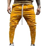 LZJDS Sweatpants Men's Sports Joggers Casual Skull Zipper Hip Hop Slim Jogging Pants Pencil Pants,Ye