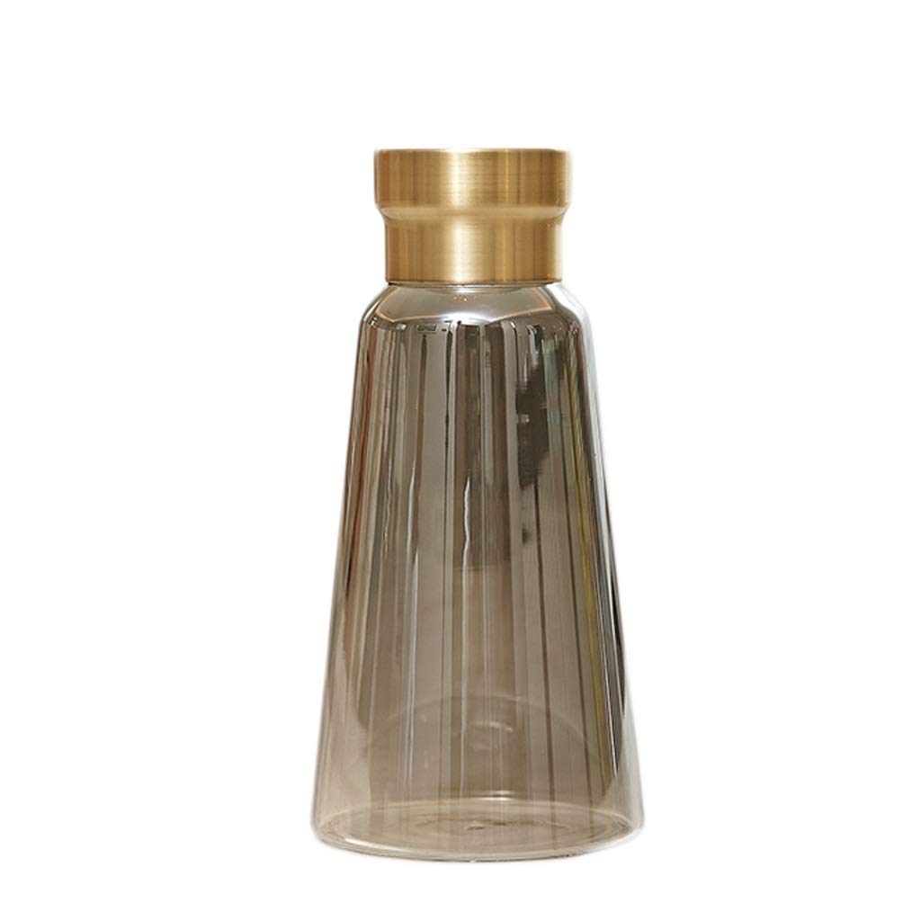 Vase en verre a bordure doree decoration florale haut de gamme