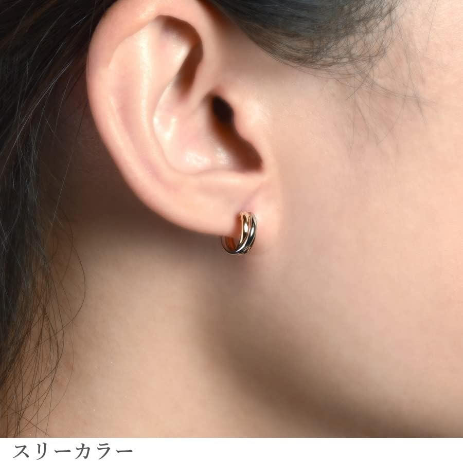 ジュエリー専門店マルヴェセア】コンビ/スリーカラー フープピアス