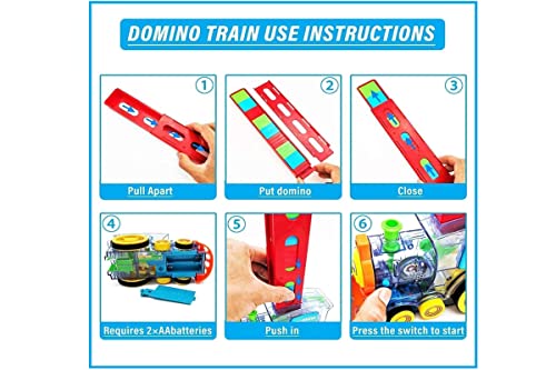 Image of Domino Train Set Kids Sound Light Automatic Laying Domino Brick Colorful Dominoes Blocks Game Toys Set Children Educational Train Toy Gift for Boys Girls