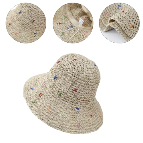 Handmade Weaving Straw Hat for Teens Girl Hand Weaving Beach Hat Holiday Camping Beach Getaways Sun Hat Breathable3