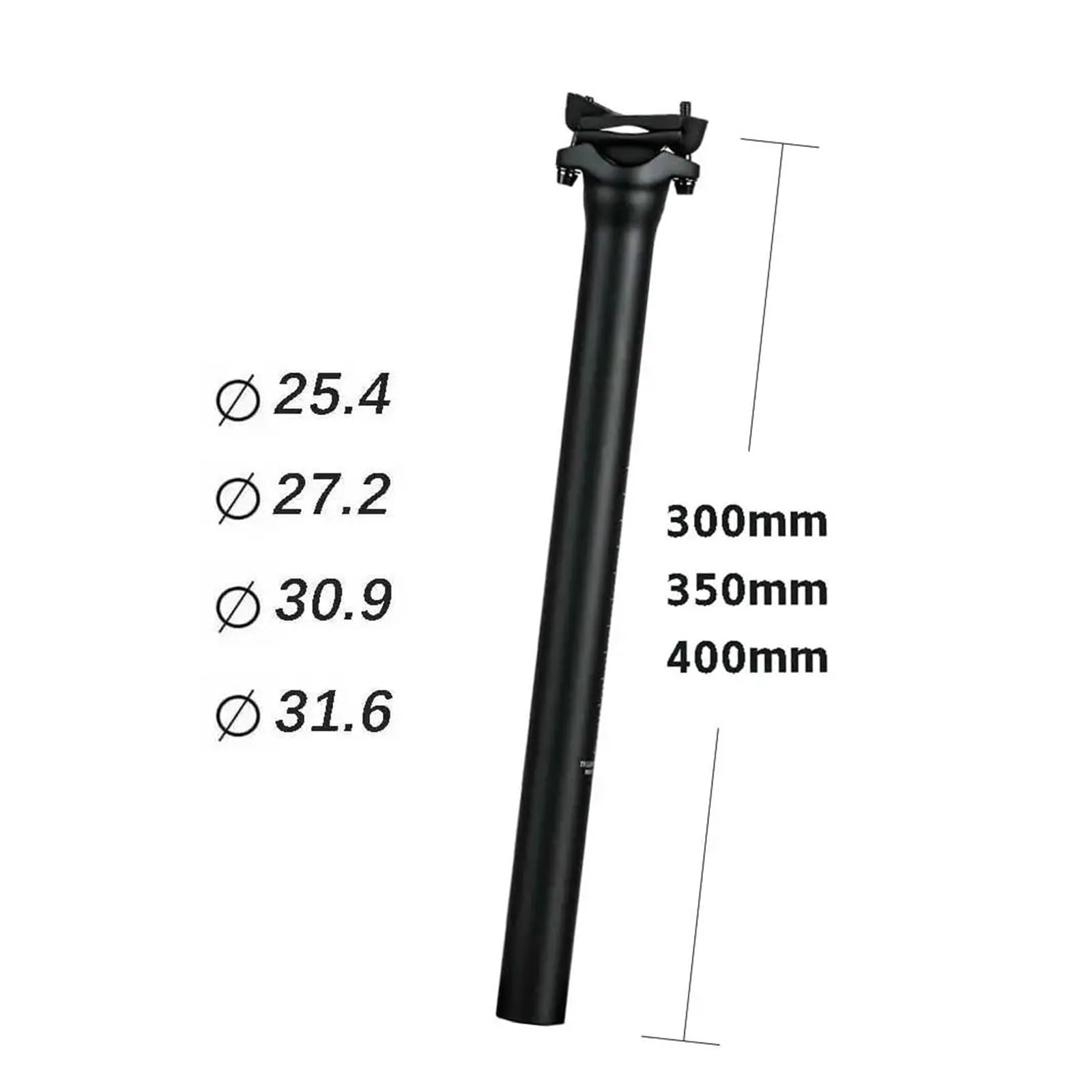 Tija de sillín Bicicleta Carbono Ligera 25,4/27,2/30,9/31,6 mm