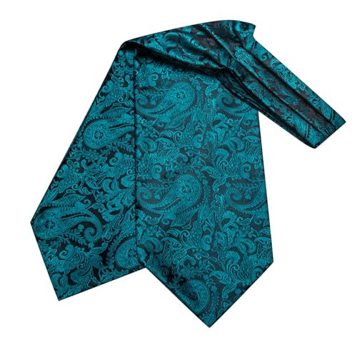 Image of Dubulle Paisley Floral Ascot for Men Self Tie Mens Cravat and Pocket Square Cufflinks Wedding
