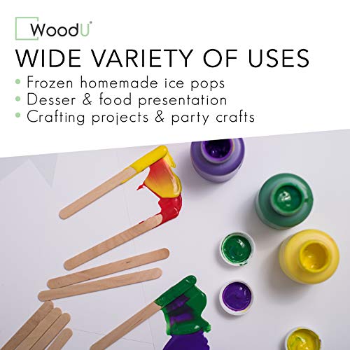 Woodu Popsicle Sticks 4.5″- Splinter-Free Birch Wood Ice Pop Sticks-100% Compostable And Biodegradable Wooden Craft Sticks For Arts & Crafts Projects, Ice Cream, Waxing And Treat (200 Pieces) #TOP4