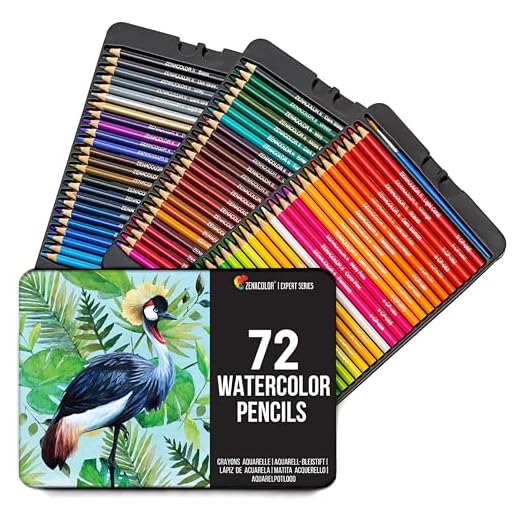 Zenacolor 72 Lapices Acuarelables Pincel y Maletin de Metal Kit de Lápices de Colores - 72 Colores Únicos - Coloreado para Adultos, Niños, Artistas Principiantes y Expertos
