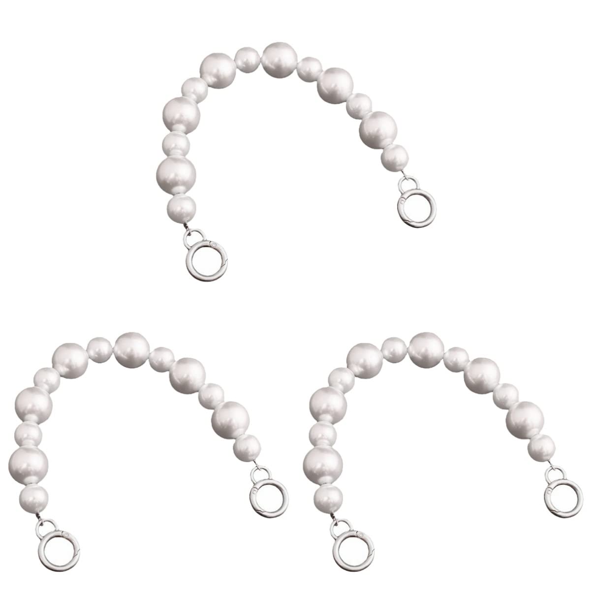 SOIMISS 4Pcsbagbag Bolso Correas de Cuentas para Cm Bolso de Hombro Redondo Monedero Cierre con Hebillas Hebilla Cadenas de Plata Accesorios Corto Perla Diy Mango Decorativo Reemplazo