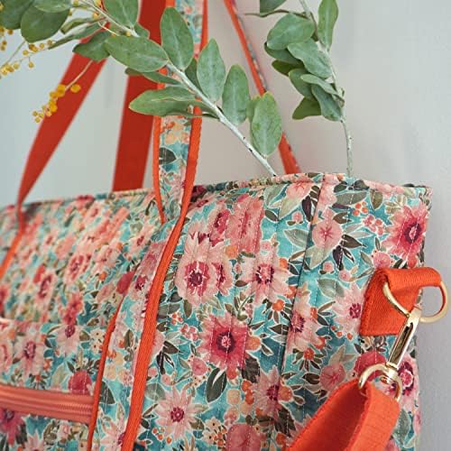 Jardin Nubi Weekender Bags for Women Duffle Travel Bag Large Duffel Overnight Women's Cotton Bag Tote (Pink) 8 Jardin Nubi Weekender Bags for Women Duffle Travel Bag Large Duffel Overnight Women's Cotton Bag Tote (Pink)