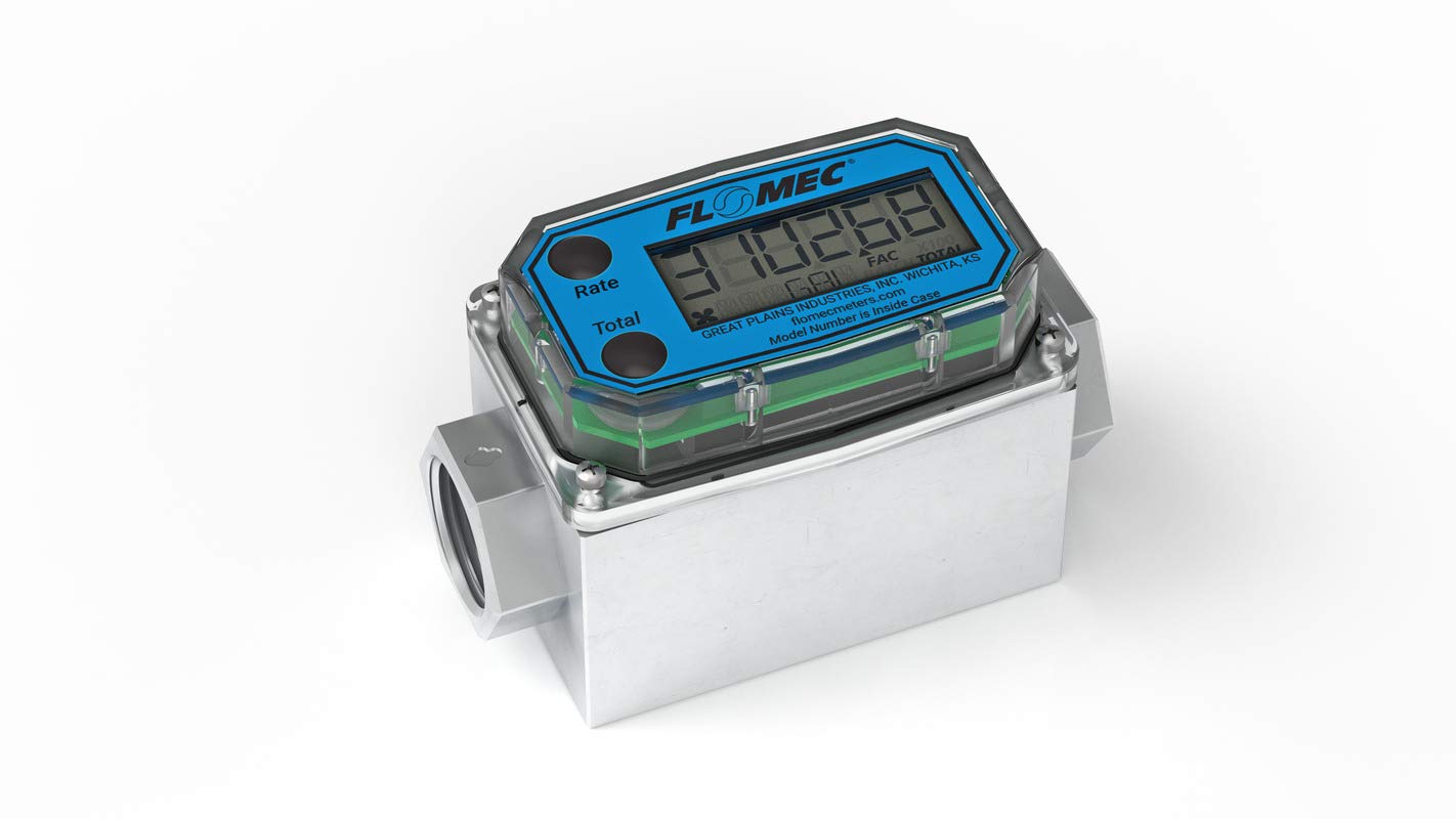 FLOMEC - G2 Series Turbine Flow Meter for Solvents and Fuel, Aluminum Body, 3/4 Inch Female NPT Fittings (G2A07NQ9GMA)