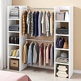 Owii Grande Armario,200 * 40 * 190cm, Closet Armable con Estantes, Perchero de Madera con...