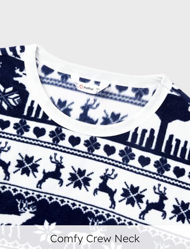 PATPAT Christmas Family Matching Long-sleeve Allover Deer Snowflake Print Red Thickened Polar Light Pajamas 2 Piece Sets3