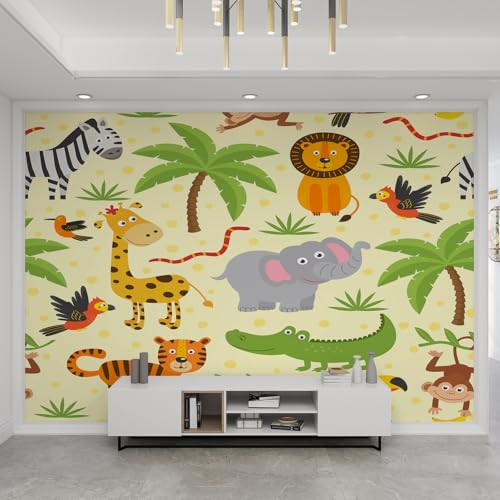 Papier peint animaux de la jungle lavable et imperméable - 3