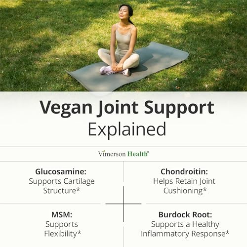 Image of Vegan Glucosamine Chondroitin MSM Joint Supplements for Women & Men 180 Ct
