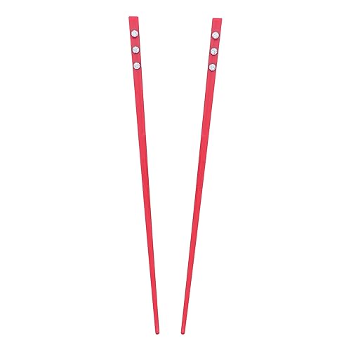Juego de 2 palillos para el cabello con 3 diamantes - Rojo