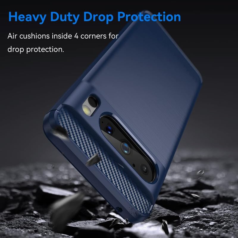 Image of NPRC Hybrid Ultra Slim Protective Case TPU Non-Slip Carbon Fiber Texture Shockproof Case Cover for Google Pixel 8 Pro - Blue
