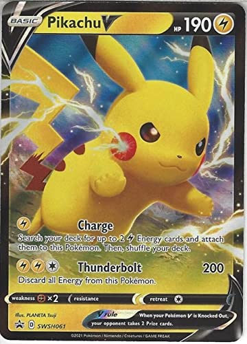 Pikachu V SWSH061 Pokemon Promo Card (Shining Fates) + 1x TitanCards® Toploader