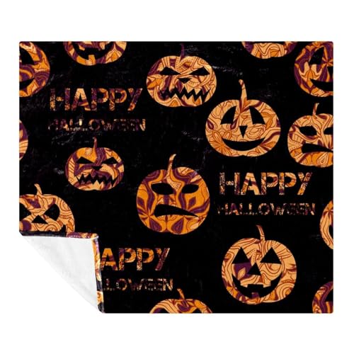 Couverture polaire en microfibre 150x130 cm orange citrouille chaude pour lit - 2