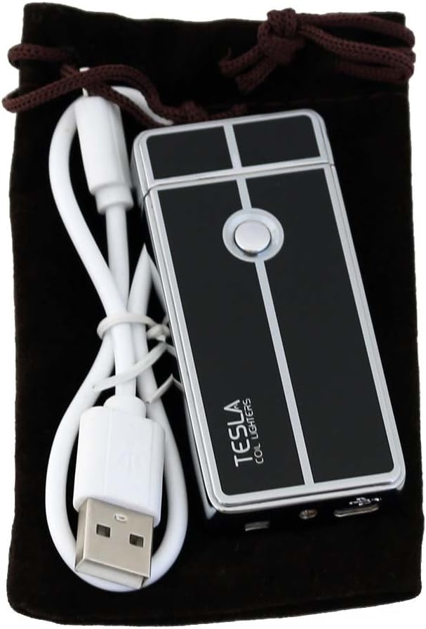 Tesla Coil Lighters™ USB Rechargeable Windproof Arc Cigarette Lighter with Charging Cable and Carrying Pouch