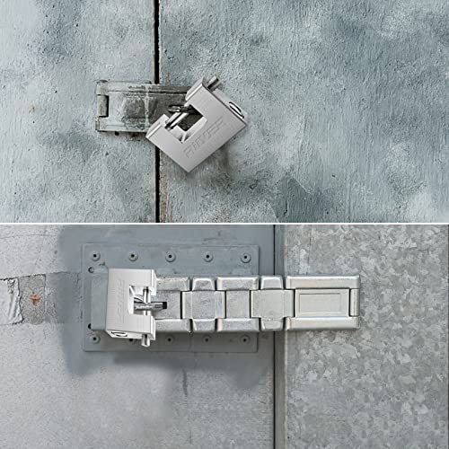 Miniatura 6 de Waizhiua Candado Seguridad Resistente 1 Kg Con 4 Llaves, Candado Rectangular Acero Endurecido Monobloque, Candado De Seguridad Para Contenedor Cadena Cobertizos Puertas Portones Almacenes 94mm