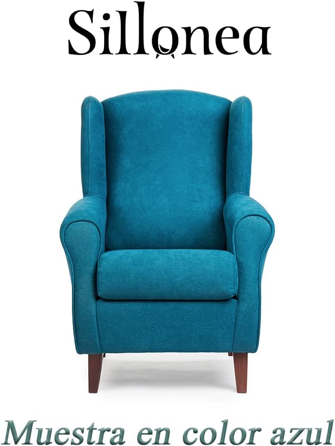 Sillón Orejero Roma: Butaca Ergonómica Tapizada en Tela Antimanchas, Ideal para Lectura y Relajación en Salón - Medidas 100x74x77cm Nogal Beige