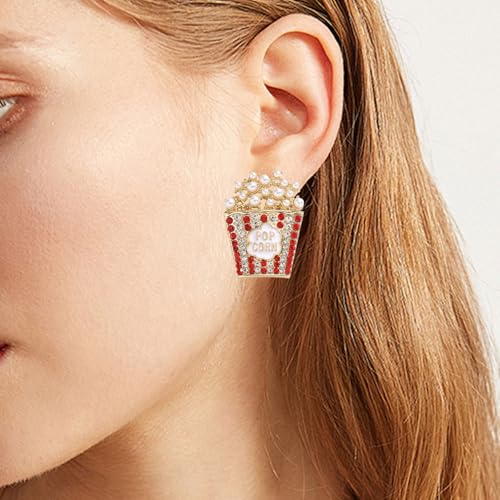 Food Drink Stud Earrings Set for Women, Cute Food-themed Statement Earring Studs with Rhinestone, Fashion Summer Fun Jewelry Gifts3