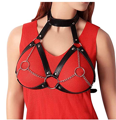Punk Lederen Harnas BH Body Cage Crop Tops Taille Riem Aanpassen Festival Rave Kostuum - Afbeelding 3