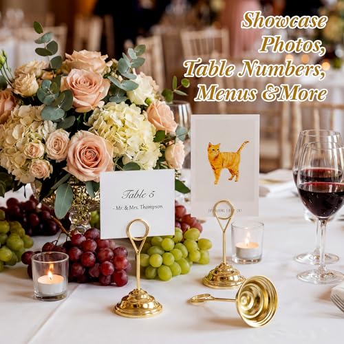 Image of 12 Pcs Table Number Holders Gold 4.7 Inch Metal Place Card Holders