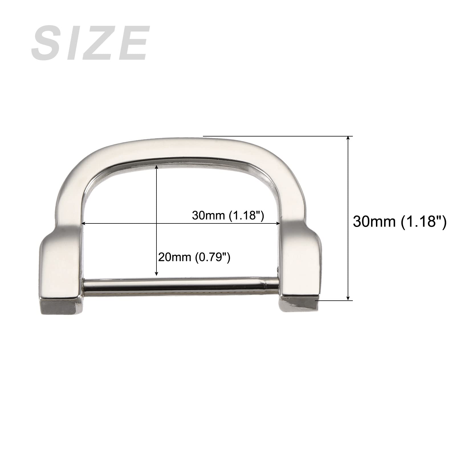 METALLIXITY Horseshoe D-Rings (30mm) 4pcs, Screw-in U-shaped Buckles Shackle - for Car Keys Keychain Bags Leather Crafts, Silver Tone - Image 2